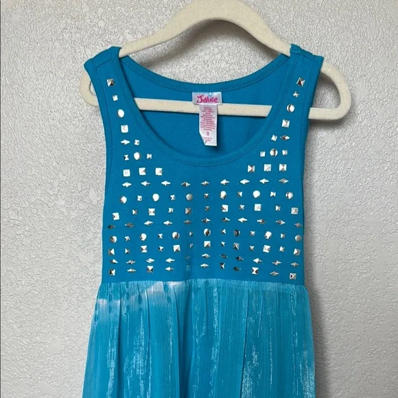 Justice Girls Blue Sleeveless Scoop Neck Maxi Dress - Picture 3 of 6